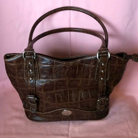 FINAL SALE PRICE Koltov Brown Croc Handbag - Picture 1 of 6